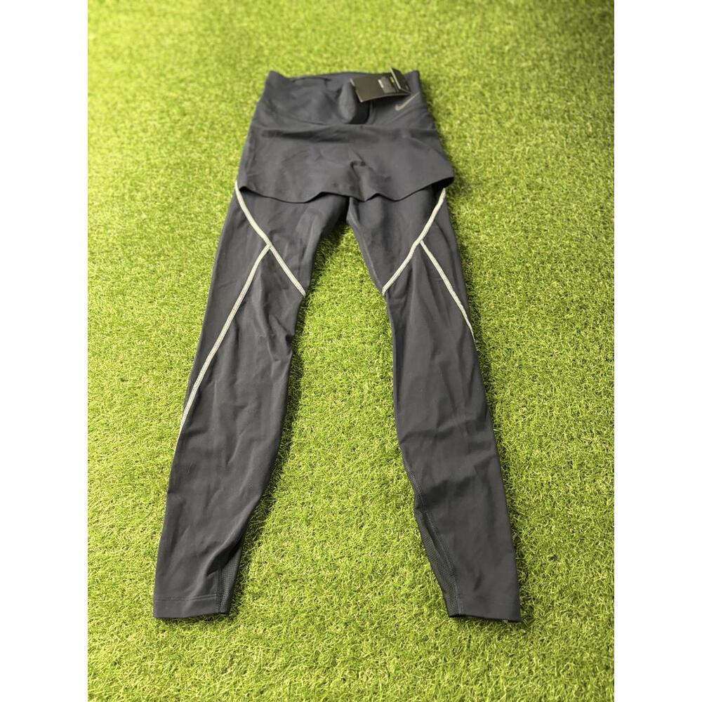 Nike Power Athletic Leggings Womens Small Golf Tennis Dri Fit Navy NEW